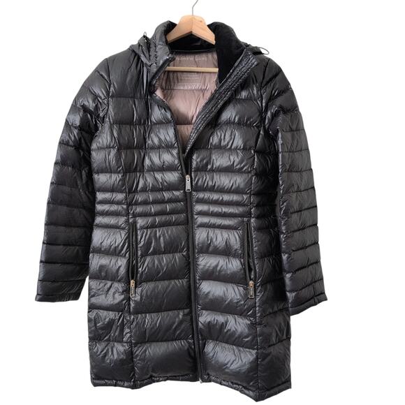 Andrew Marc packable Long Midi premium down black puffer insulated jacket Small - Picture 1 of 6